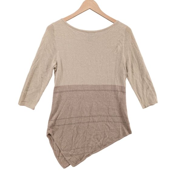 White House Black Market Asymmetrical Tunic Sweater Womens Gold 3/4 Sleeve Sz M - Picture 2 of 10